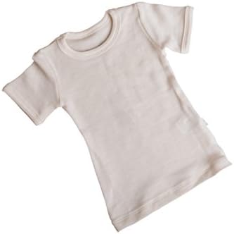 GREEN ROSE Short Sleeves Kids' T-Shirt Tops Baby Girl Boy 3mo-12yr 100% Merino Wool (110/116 cm 3-5 Years, White(Natural))
