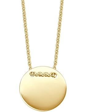 Juwelier Gelber Kette mit Gravurplatte rund 585 14 Kt Gelbgold