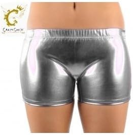 Metallic Hot Pant Shorts C/C, Sizes 6 - 12 (Women: 8-10, Silver)