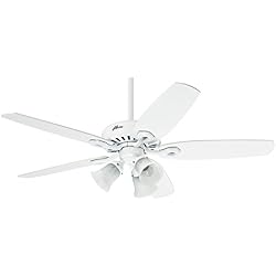 Hunter Fan 50560 Hunter Builder Plus Blanc 132 cm Ventilateur de plafond avec éclairage, Acier, 65 W, 132 cm