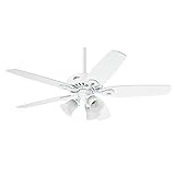 Hunter Fan 50560 Hunter Builder Plus Blanc 132 cm Ventilateur de plafond avec éclairage, Acier, 65 W, 132 cm