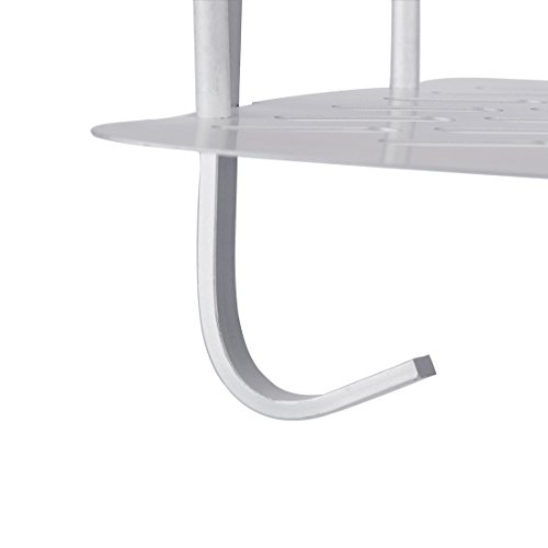 Eckregal Bad, 2 Etagen Kein Rost Aluminium Duschregal mit 2 Haken, 36 x 22 x 29 cm - 5
