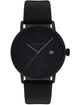 Gigandet Herren-Armbanduhr Minimalism Quarz Uhren Analog Uhr Lederarmband elegante Herrenuhr Schwarz mit Datum...