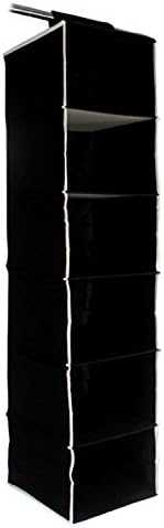 DYSS 6 Shelves Hanging Wardrobe Organiser Storage Unit For Clothing, Sweaters, Shoes, Accessories (Black1)