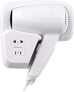 Shoppers Hub PNQ 1200W Heavy Duty Wall Mounted Electric Hair Dryer with Inbuilt 2 Pin Socket for Shaver Trimmer Charging for Ideal Use in Homes, Salons, Hotels, Restaurants, Resorts and Water Parks