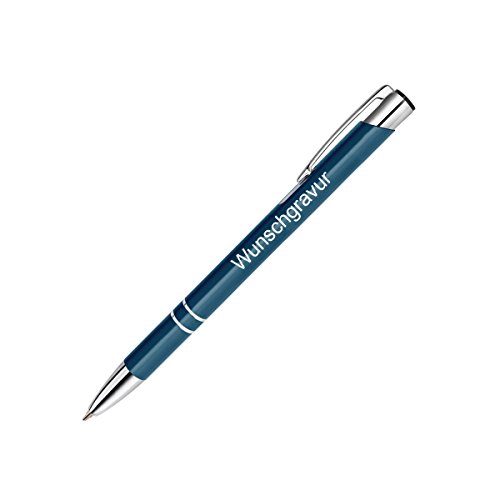 1 Metall – „Oleg“ Kugelschreiber mit individueller Wunschgravur Gravur ( Farbe – Blau ) - 2