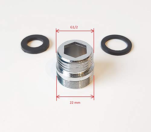 Conector de metal para conectar filtro GEYSER EURO, conector para grifo de agua para conectar un filtro de agua o aireador (G1/2/22 mm)