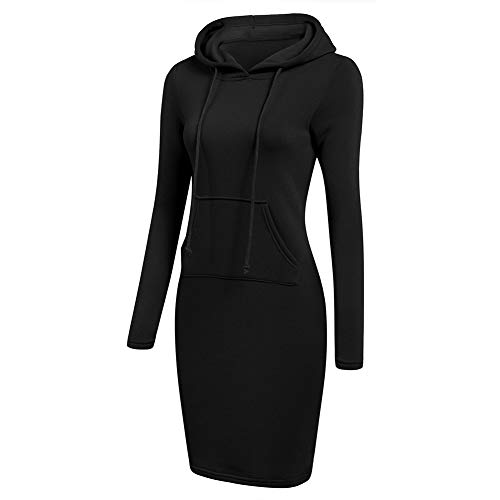 Sweat à Capuche pour Femme à Capuche Manches Longues, 2018 Sweat à Capuche Pull, Sweat à Capuche Taille Plus Pull Robe décontractée Robe Pull pour l'hiver et l'automne, Noir, Small