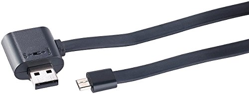Callstel Micro-USB-Lade- & Daten-Flachkabel mit durchgeschleiftem USB-Port, OTG