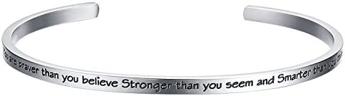 aodili 'You are Braver than you Believe Stronger than you Seem and Smarter than you Think' Cuff Bangle Bracelets