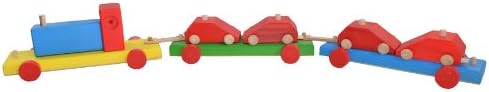 Children's Wooden Toy Mini Trailer with Four Wooden Cars