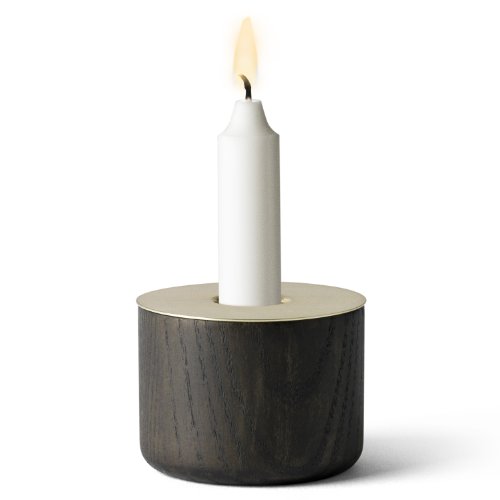 Menu 5610039 Kerzenständer Chunck aus Holz, M, Messing, Höhe 7 cm, Durchmesser 8 cm