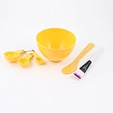  Gelb 4 in 1 Gesichtspflege-Werkzeug-Set Mixstab Bürsten-Löffel Schüssel Set Maske