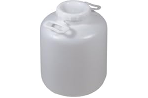 HELGUEFER - Bidon Agua 20L Redondo Boca Ancha | Deposito Agua de Plástico PEHD | Apto Uso Alimentario | Bidon Resistente y Reutilizable | Contenedor con Asas y Tapa Enroscable