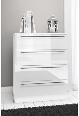 Chest of Drawers Cabinet in White Matt / White High Gloss