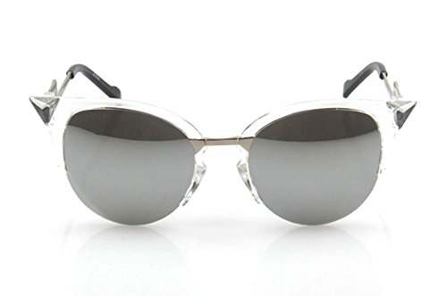 Wawoo®Ladies Fashion Sunglasses Reflective Cat Triangle Transparent UV400 Protection Crystal Mirror Framed Glasses Visible Perspective 99%