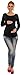 Happy Mama. Women's Maternity Jersey Stretch Top T-shirt Tunic Long Sleeve. 947p (Black, 8)