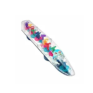 Cable World Transparent 3D Train Toy 360 Degree Rotation, Gear Simulation Mechanical Train Sound and Light Toy for 2-5 Years Boys and Girls
