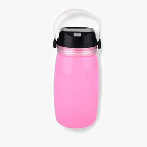 Preisvergleich Produktbild Schlummerleuchten,Tragbare Laternen Solarladeflasche Wasser Tasse Lampe Led Outdoor Lebensmittelqualität Silikon Lampe Camping Lampe Ladezelt Lampe Rosa