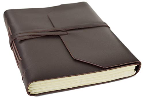 Life Arts Indra Carnet de notes artisanal en cuir marron, Pages 100 % coton, Pochette cadeau sans coton (15 cm x 20 cm)