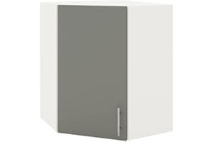 JD Greta 600mm Kitchen Wall Corner Cabinet with Doors – Wall Corner Unit – Grey Matt – Modern Storage Cupboard