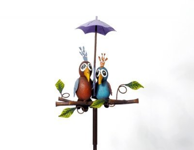 Gartenstecker Vogelpaar mit Schirm 10x24x138cm