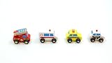 4er Set Mini Autos / Fahrzeug-Set bestehend aus: Feuerwehr, Krankenwagen, Taxi und Polizei / Material: Holz / Länge: ca. 8 cm - 2