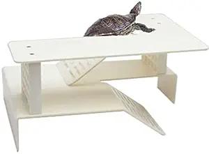 JAINSONS PET PRODUCTS? Turtle Basking Platform Two Layers Tortoise Resting Terrace Pier Reptile Habitat for Turtle Fish Tank Aquarium Dock Floating Decoration (White) (Pack of 1)