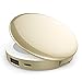 Price comparison product image Powerbank Makeup Mirror - PB76m 1600mAh LED Pocket Magnifier for iPhone X, 8, 8+, 7, 7+, 6S, 6S +, 6, 6+, 5S Android - Christmas gift - Birthday gift - Gift for women-Gift for mum (Gold)