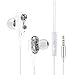 Produktbild Bellatio kopfhörer kompatibel mit Honor 10 in Ears Kabel Dual Dynamic Drivers Stereo Hi Fi mit Mikrofon und Lautstärkeregler Superkomfortable Noise Cancelling 4 Kanal Lautsprecher (Weiß)