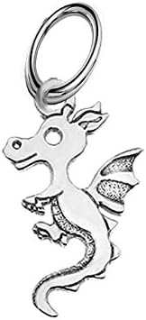 Solid Silver 925 small dragon charm pendant fits charms bracelet or necklace A22P