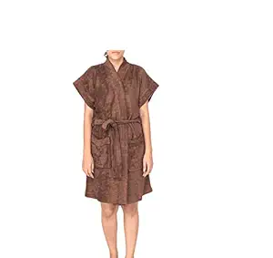 KOYOKA 225 GSM, 100% Rich Cotton, Womens Luxury Bathrobe, Free Size, Coffee - with Free Matching Bathroom Slipper