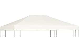 vidaXL Toile Supérieure de Belvédère Toit de Rechange de Tonnelle Dessus de Chapiteau Jardin Terrasse Extérieur 310 g/m² 4x3 m Blanc Crème