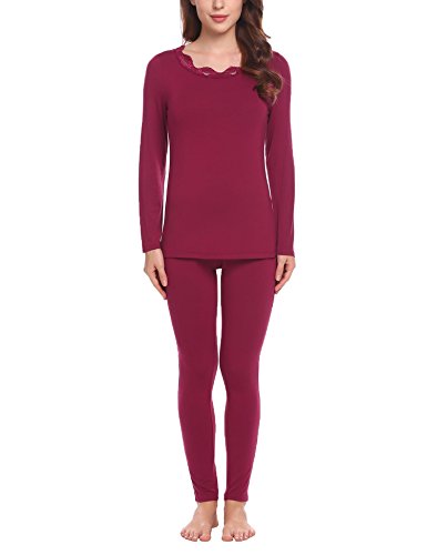 Adome Ladies Thermal Underwear Set Women Winter Warm Long Sleeved