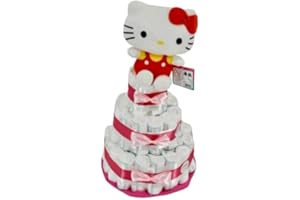Tarta de pañales Hello Kitty rosa MomentosGourmet (Talla 2 (3-6 kg)) by MomentosGourmet. Regalo para bebé muy práctico. Cesta Canastilla recién nacido. Diaper Cake