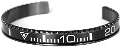 Unidirectional Bezel Bracelet in Black PVD with Black Inset