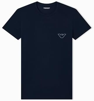 Emporio Armani T-Shirt Uomo MEGALOGO Girocollo Blu S Slim Fit, Blu, S