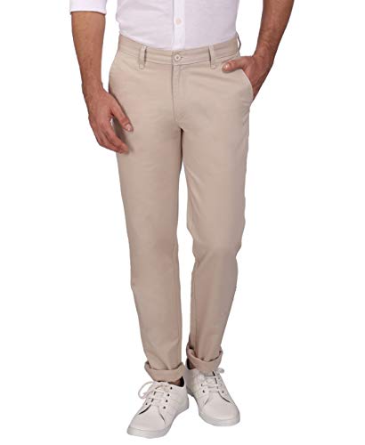 Ruan Cotton Stretchable Trousers for Mens Slim fit, 98% Cotton-2% Elastane for Little Stretch, Black Casual Trouser for Men Dobby...