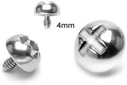 1 X 4mm Dermal Anchor Internally Threaded "Screw Top". Fits into your Dermal Anchor.
