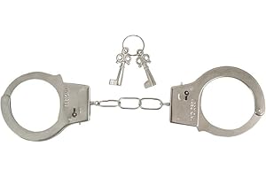 ADAMEL PARTY Handschellen aus Metall, Spielzeug mit Schlüssel | Rollenspiel | Polizei Diebe | Kostüm Zubehör | Karneval Halloween