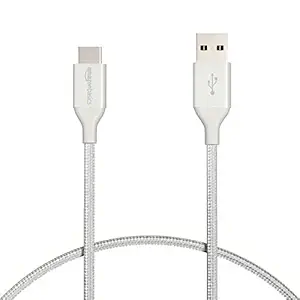 AmazonBasics USB Type A to Type C 2.0 Double Braided Nylon Cable for Mobile Phones