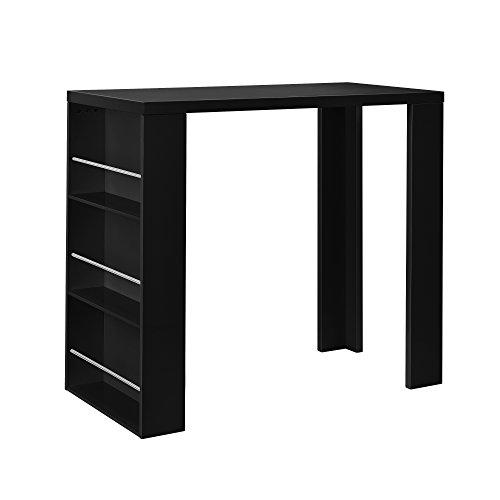 [en.casa] Bartheke/Bartisch / Bartresen + Hausbar mit 3 Fächern - Schwarz Matt - aus lackiertem MDF