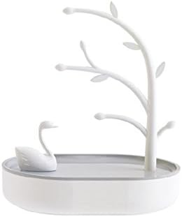 Ideal Creative Multifunction ABS Swan Tree Jewelry Stand Display Earring Necklace Holder Jewelry Holder Jewelry Stand Rack Storage (Swan Gray)