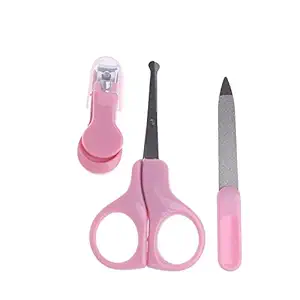 RKPM HOMES Baby Nail Clippers 3-in-1, Baby Nail Grooming Kit Scissors Set, Baby Nail File for Baby Nail Trimming (Pink)