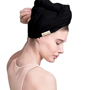 Kitsch Microfiber Hair Towel Wrap for Women, Hair Turban for Drying Wet Hair, Back to School Easy Twist Hair Towels, Super Absorbent and Ultra Soft Microfiber Towel, After Spa Hair Towel (Black)