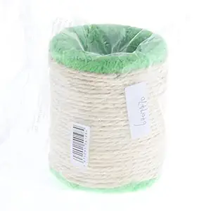 GIANTE Pet Cat Sisal Scratch Post Small Hollow Plush Scratch Roller with Bell Ball Green