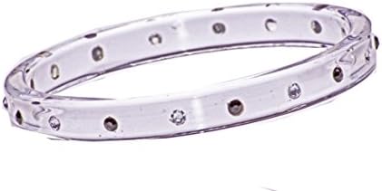 FreshFunkyFashion SUBTLE YET EYE CATCHING CLEAR PLASTIC, DIAMANTE AND BLACK BEAD ARTY BANGLE(ZX40)