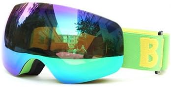 Yomeni Kids Ski Goggles, Children Frameless Skiing Snowboard Snowmobile Skate Goggles With Anti Fog Spherical Lens UV400 Protection (Apple green)