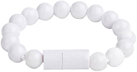 Qprods - USB Data Cable Bead Bracelet Wristband for iPhone 5/6/7 for charging and high speed data transfer. White
