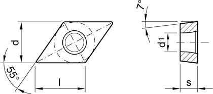 10 Stück HM Wendeschneidplatten, Wendeplatten für Kunststoff, Alu, Aluplatten DCGT 070204-ALU-UK410 55° - 2